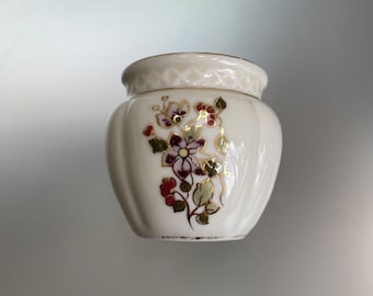 Vintage Zsolnay Ungarn Blumenvase Handgemalter Übertopf mit Blumenmuster Goldrand Blumendekor Porzellan