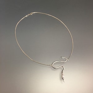 Handmade Sterling Silver Snake Pendant Necklace: Serpent Jewelry