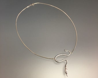 Handmade Sterling Silver Snake Pendant Necklace: Serpent Jewelry