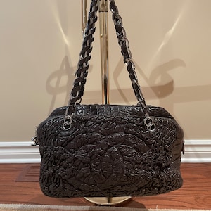 CHANEL Ruched Lambskin Bag Astrakhan Chanel Brown Lambskin Leather Astrakhan Bowler Bag, CHANEL Purse