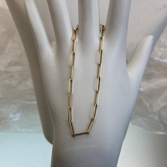 Vintage Paper Clip 10k Gold Chain Bracelet 10k Gold Bracelet Fancy Link Chain Rectangular Links Charm Bracelet