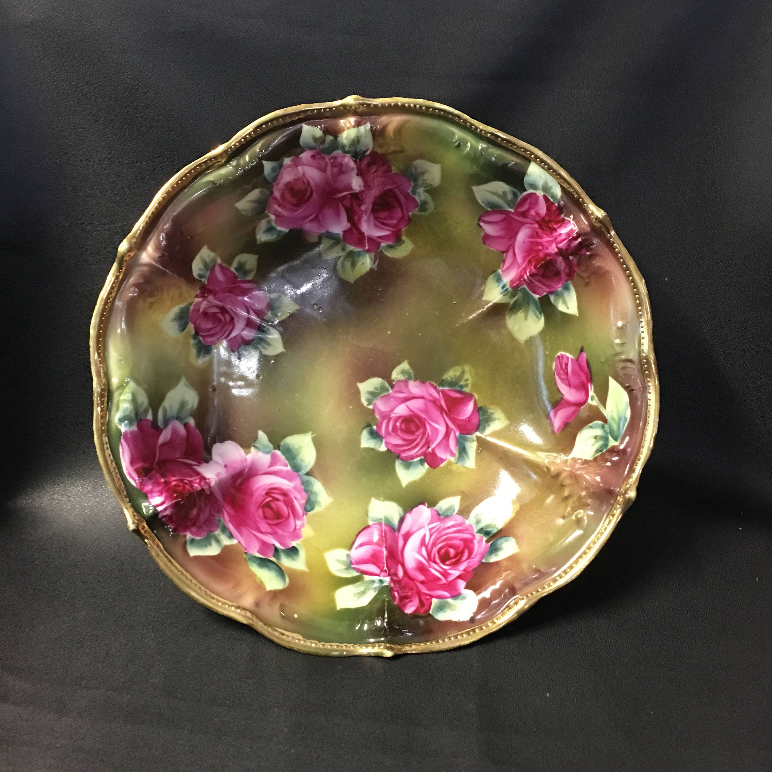 Nippon Hand-painted Roses Bowl: Gold Trim Porcelain Candy Dish - Etsy