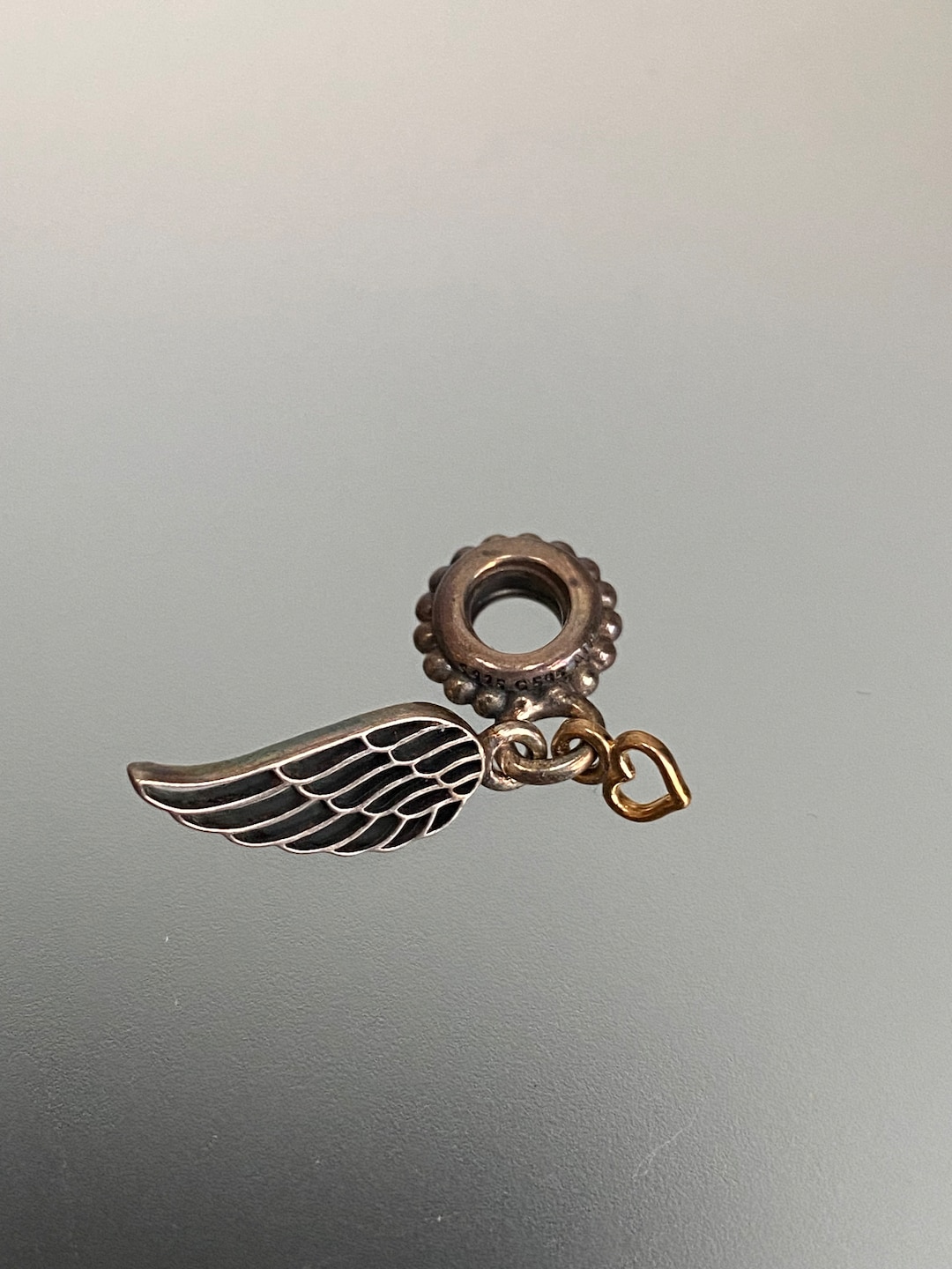 Vintage Genuine PANDORA Charm Wing and 14K Heart Dangle Retired Angel ...