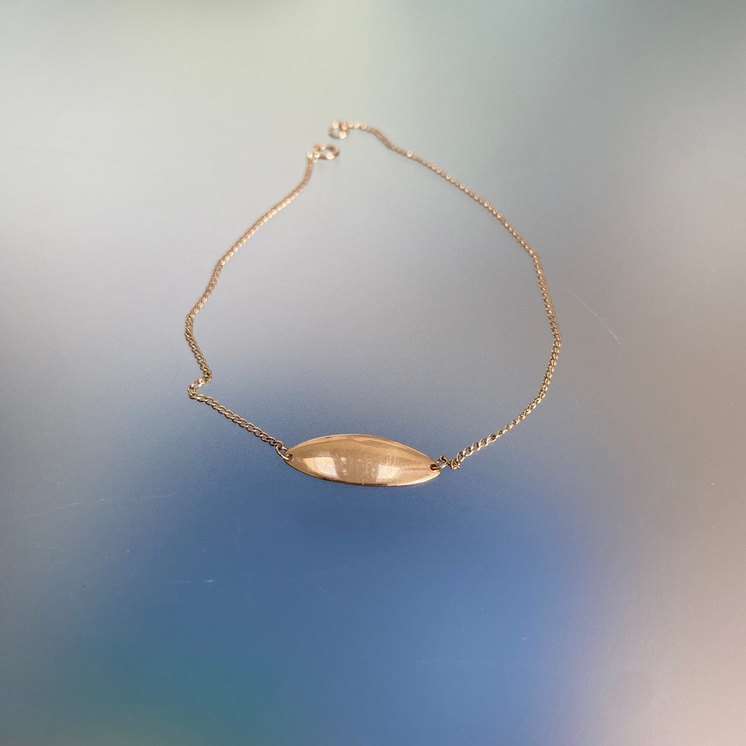 Vintage 14k Gold Name Tag Ankle Bracelet Name Tag Bracelet Etsy