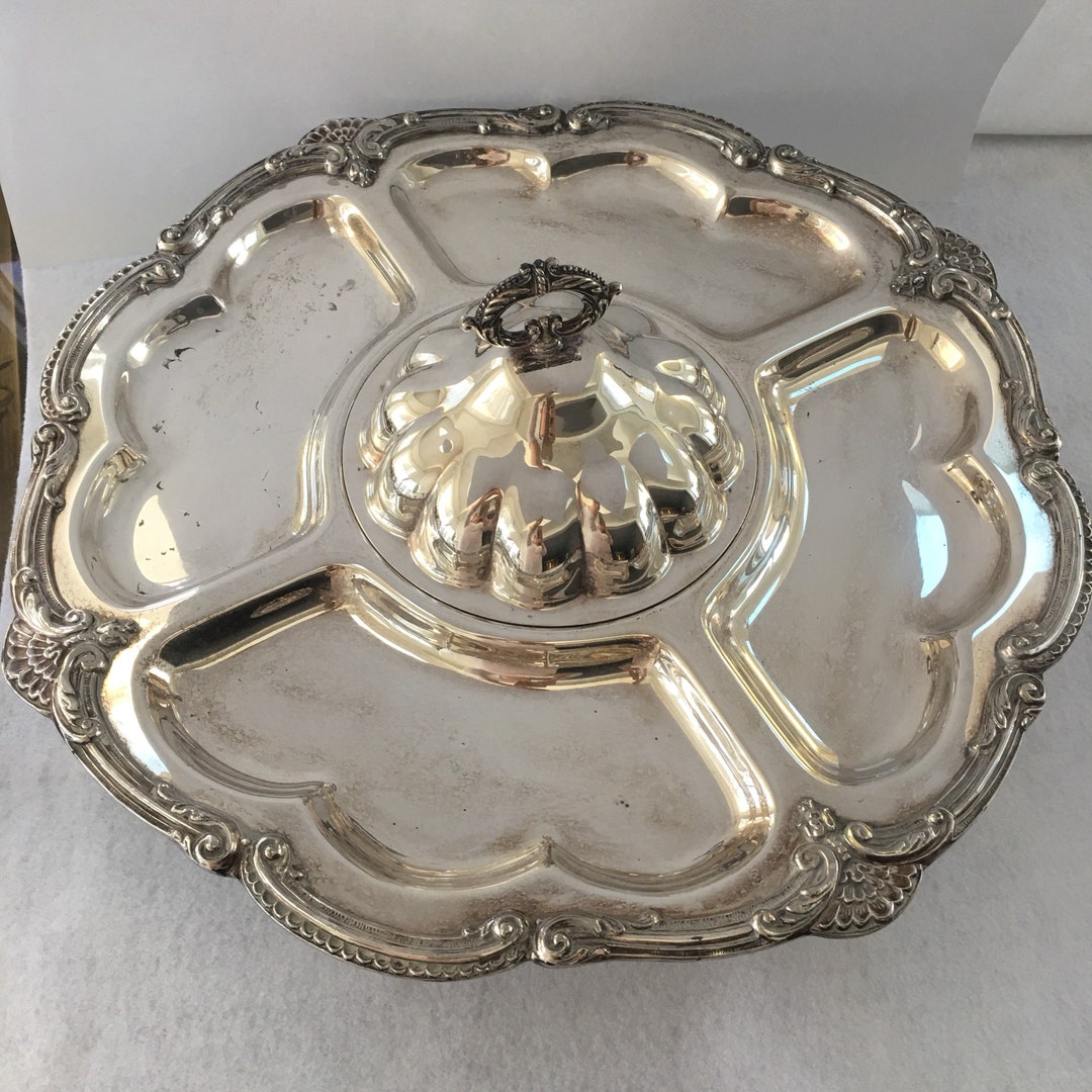 Vintage Silver Plate Lazy Susan by Hartford Sterling Co With Lid