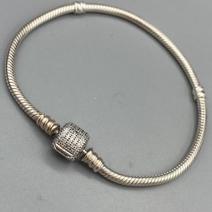 Pandora Bracelet Pavé Ball Closure 590723CZ Sterling Silver Authentic Pandora Iconic Silver Charm Bracelet Pandora Bracelet Barrel Clasp