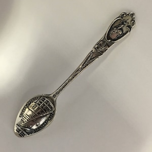 Sterling Silver Souvenir Spoon, Eighth Ave. Calgary Albert, Calgary Stampede, by BMCo. Canada,Calgary Silver Souvenir Spoon