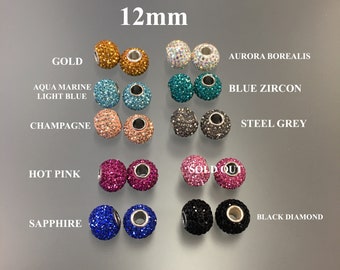 Sterling Silver Swarovski Crystal 12mm Charm Bead - Pandora Compatible