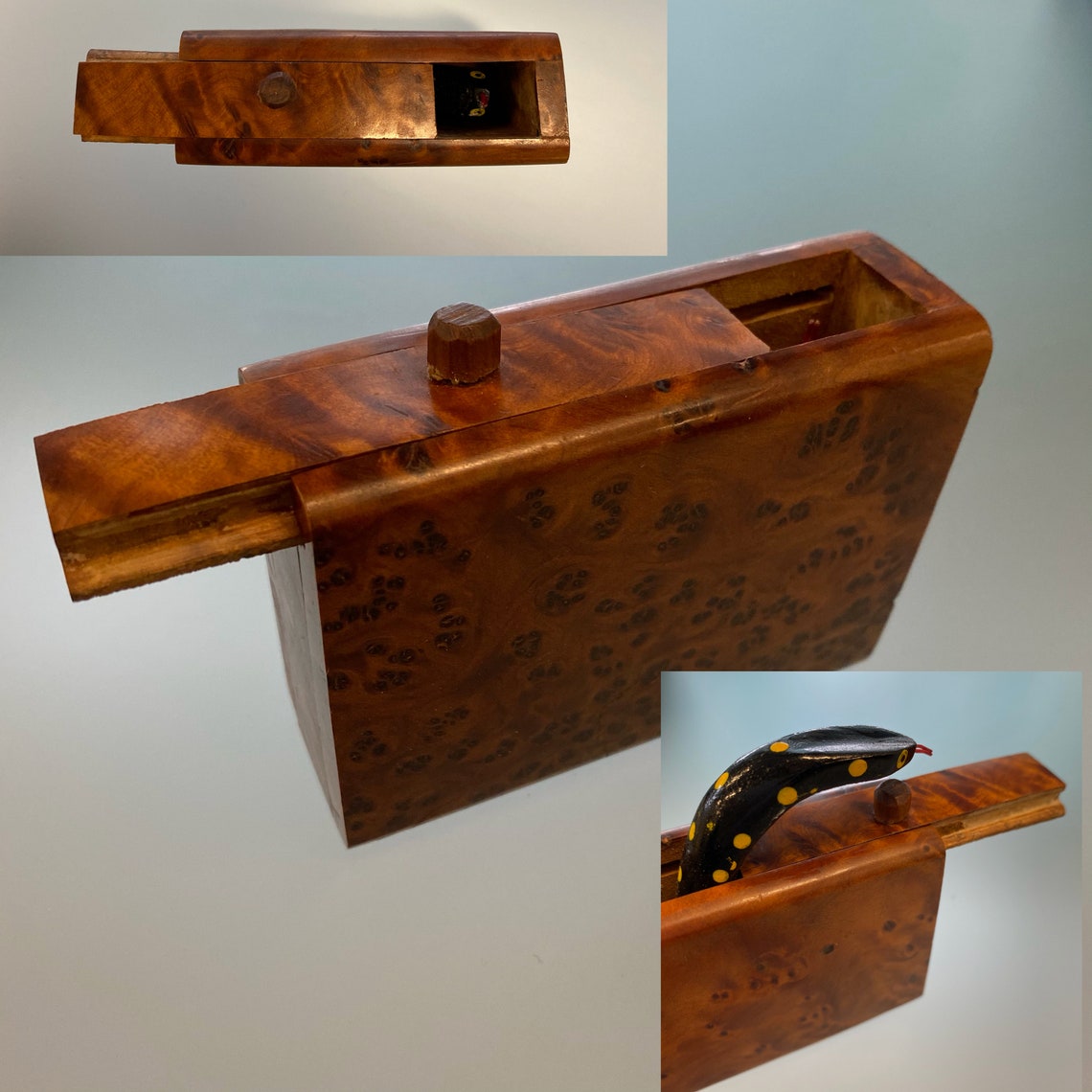 Vintage Biting Snake Trick Box Vintage Wooden Hand Carved Etsy
