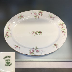 Limoge France Rose Trellis Large 16 in Oval Serving Platter Serving Plate Limoges France, Pink Floral Sprays Limoges France, Wedding Gift