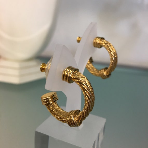 Gold Tone Earrings Gold Plated Earrings Elegant E… - image 3