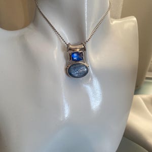 Sajen Sterling Pendant Kyanite Gem Pendant Inlay Jewlery