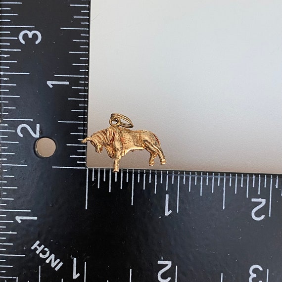 Vintage Taurus Charm 14 kt Gold 3D Taurus Zodiac … - image 9