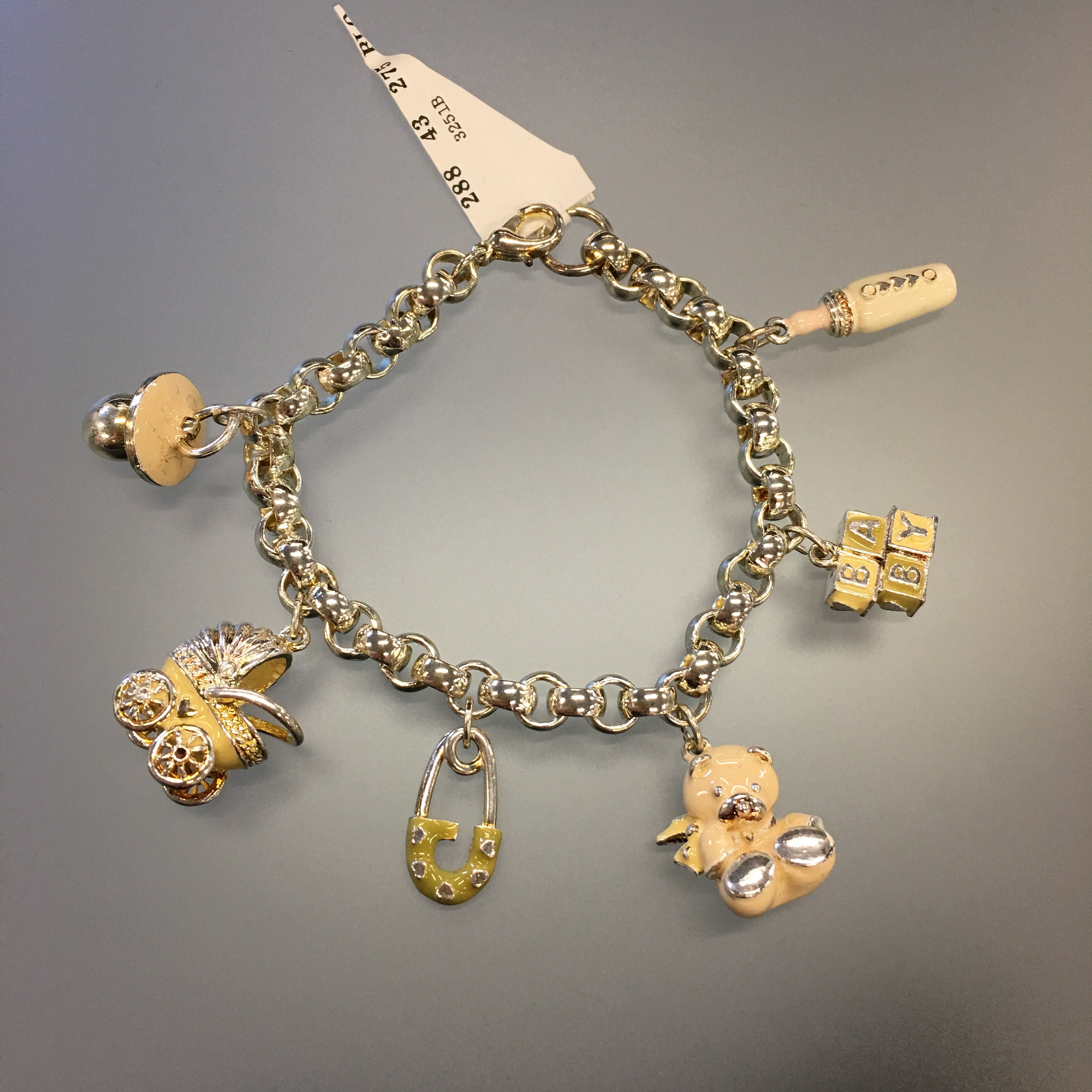 White Gold Baby Bracelet with Eye Charm & a Cross - E Silvercorner