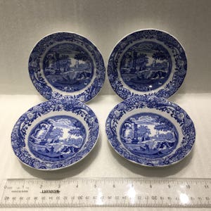 Vintage Spode Four 4 Rim Fruit Bowls, Dessert Bowl, Sauce Bowl, Blue Italian, 5 1/2” Rim Bowl, SPODE  Blue Italian, Spodes Scalloped Rim