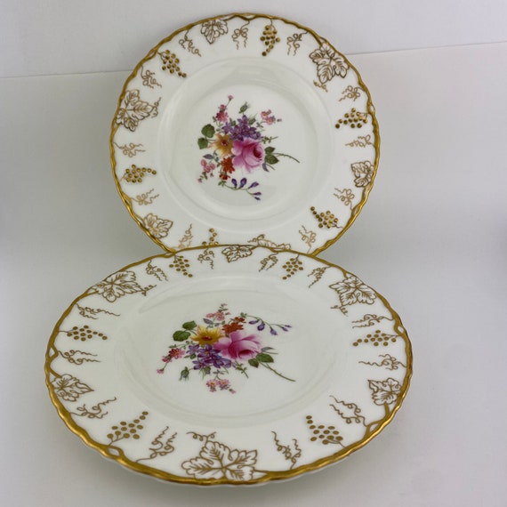 Vintage Royal Crown Derby Set of 2 Two Salad Plates Vine Posie Etsy