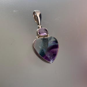 Sajen Sterling Pendant RARE Sajen 925 sterling silver 925 Rainbow Fluorite Moonstone Amethyst Pendant
