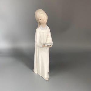 Lladro Girl With Candle Figurine Girl Lladro Bisque Porcelain