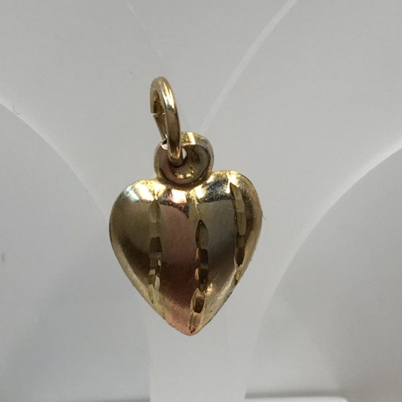Vintage 10k White Rose And Yellow Gold Puffy Heart Satin