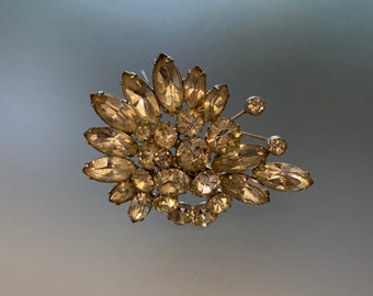 Vintage Rhinestone Brooch: Signed Continental Costume Jewelry