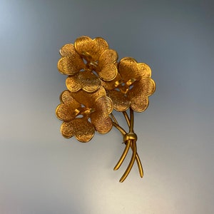 Vintage Four Leaf Clover Bouquet Brooch: Lucky St Patrick&#39;s Gift