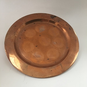 Vintage Copper Serving Tray 8.5” Diameter Copper Plate,  Copper  Dish, Copper Round Platter, Tableware. Copper Tray, HECHO A MANO MEXICO