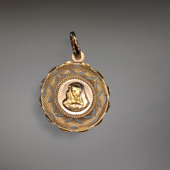 Vintage Madonna 10k Gold Virgin Mary Pendant, Mado