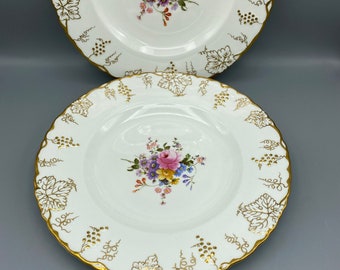 Vintage Royal Crown Derby Set of 2 Two Dinner Plates Vine Posie Center by ROYAL CROWN DERBY A929 Hand Painted