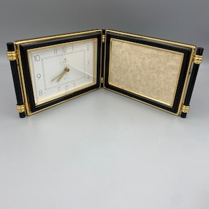 Vtg Henry Birks & Sons Clock and Picture Frame Combo Set Art Deco Style Desktop Clock Bedside Alarm Clock Empire Style
