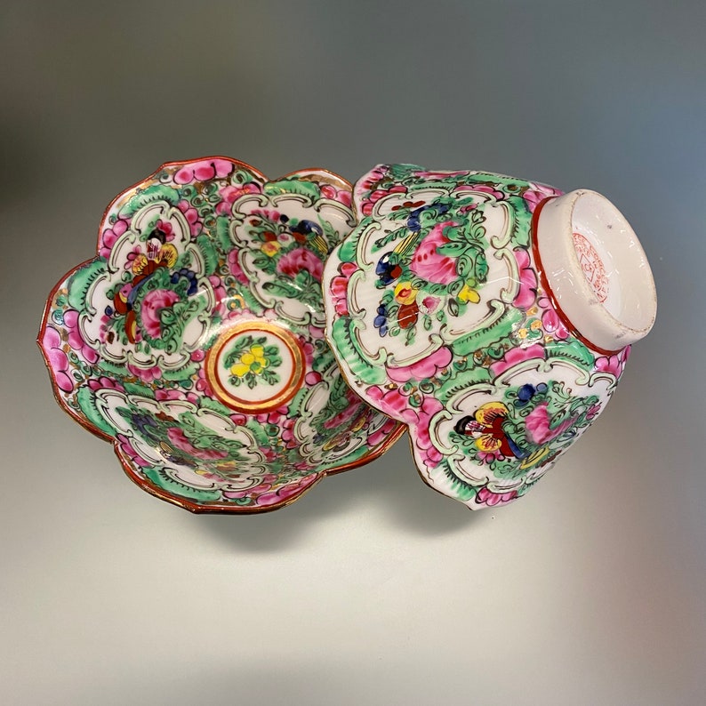 ACF Japanese Porcelain Ware Bowl Decorated Hong Kong Lotus Etsy