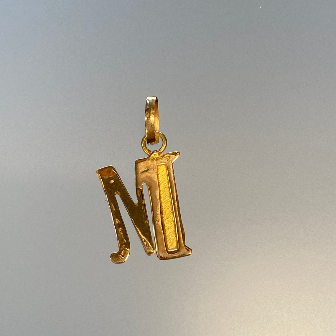 Vintage Letter M Pendant 18k Gold M Pendant M Gold Monogram Etsy