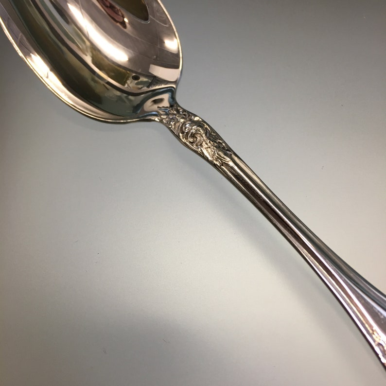 Northumbria Normandy Rose Sterling Silver 5 O\u2019clock Spoon Canadian Silver Roses on Silver No Monograms Sterling Cutlery Rose Pattern