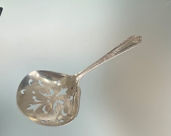 Solid Bon Bon Spoon W Pierced Bowl Della Robbia Sterling 1922 No Monograms