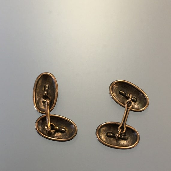10 ct gold Edwardian gentleman/'s coffee bean cufflinks on chain links