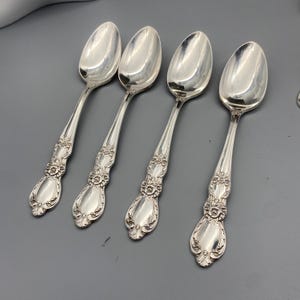 Rogers Heritage Pattern Silver-plate 1953 Four Spoons 6 inch 1847 Rogers by International Silver Elegant Dinning Table Flatware