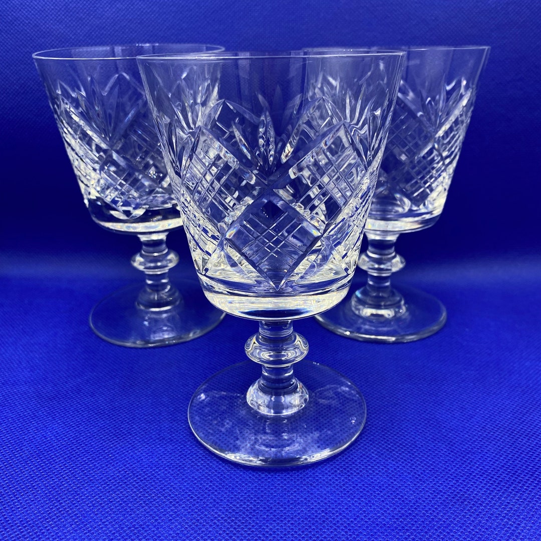 Sussex by CLAPPERTON Vintage Set of Three Water Glasses Stemmed Crystal