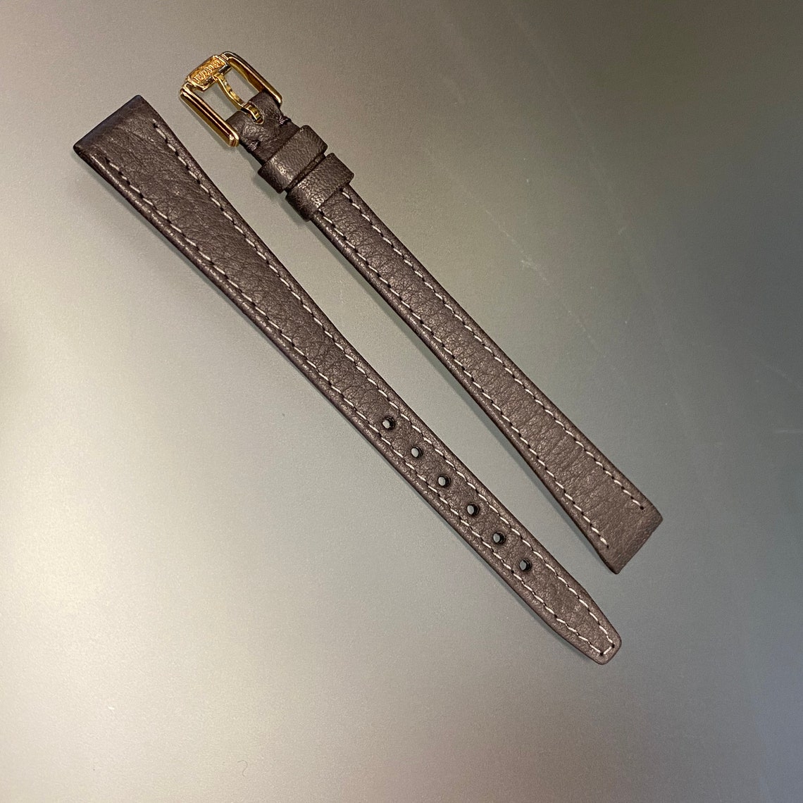 Genuine Rado 12mm Gray Leather Watch Bracelet Strap Gold Tone Etsy