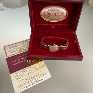 Vintage 1960 Longines Men&#39;s Swiss Made 10K Gold Filed Automatic Watch w Original Box and Papers Eatons 1963