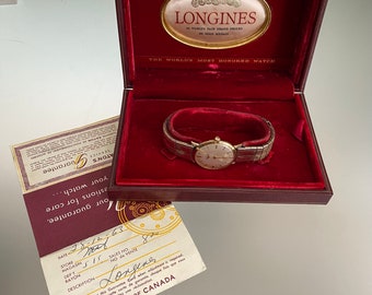 Vintage 1960 Longines Men's Swiss Made 10K Gold Filed Automatic Watch w Original Box and Papers Eatons 1963
