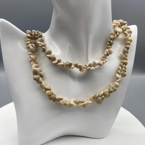 Vintage SeaShell Necklace Handmade In The Philippines 36 inch long Shell Necklace Handmade Natural Tiny Seashells Beach Boho Jewlery
