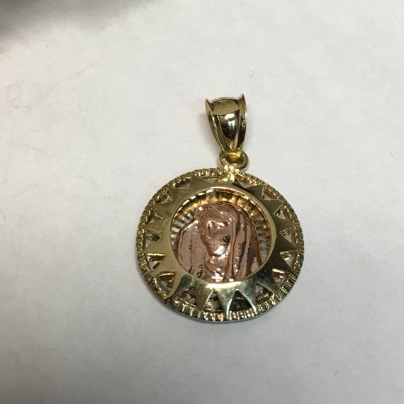 Madonna 14k Gold Pendant Two Tone, Rose Gold Madon