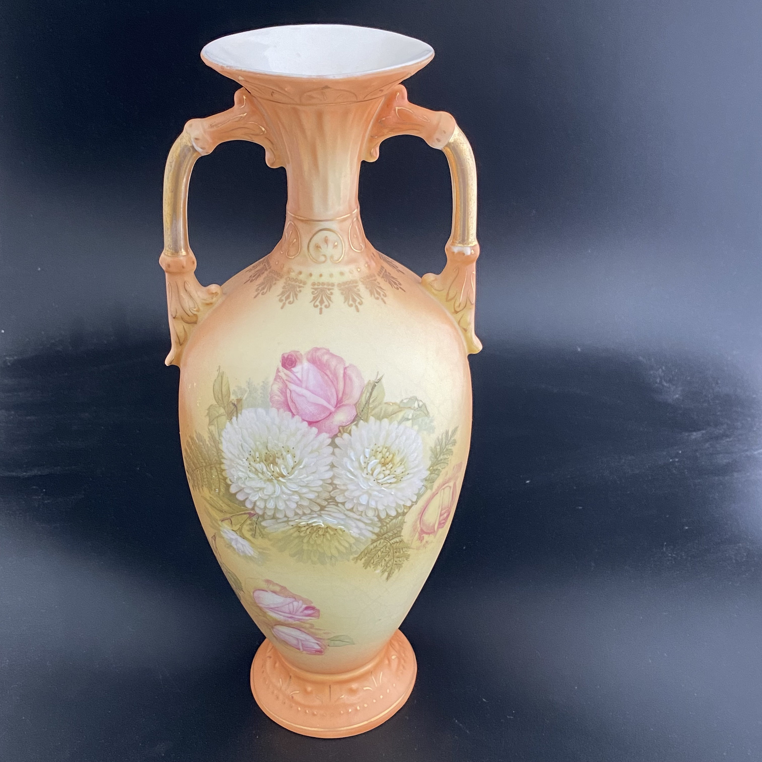 Antique Robert Hanke Austria Porcelain Vase: Hand Painted Floral