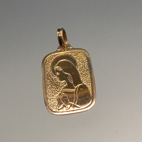 Vintage Praying Madonna 10k Italian Rectangular Go