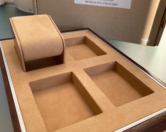 Beige Felt Four Watch Display - Wood Counter Kit