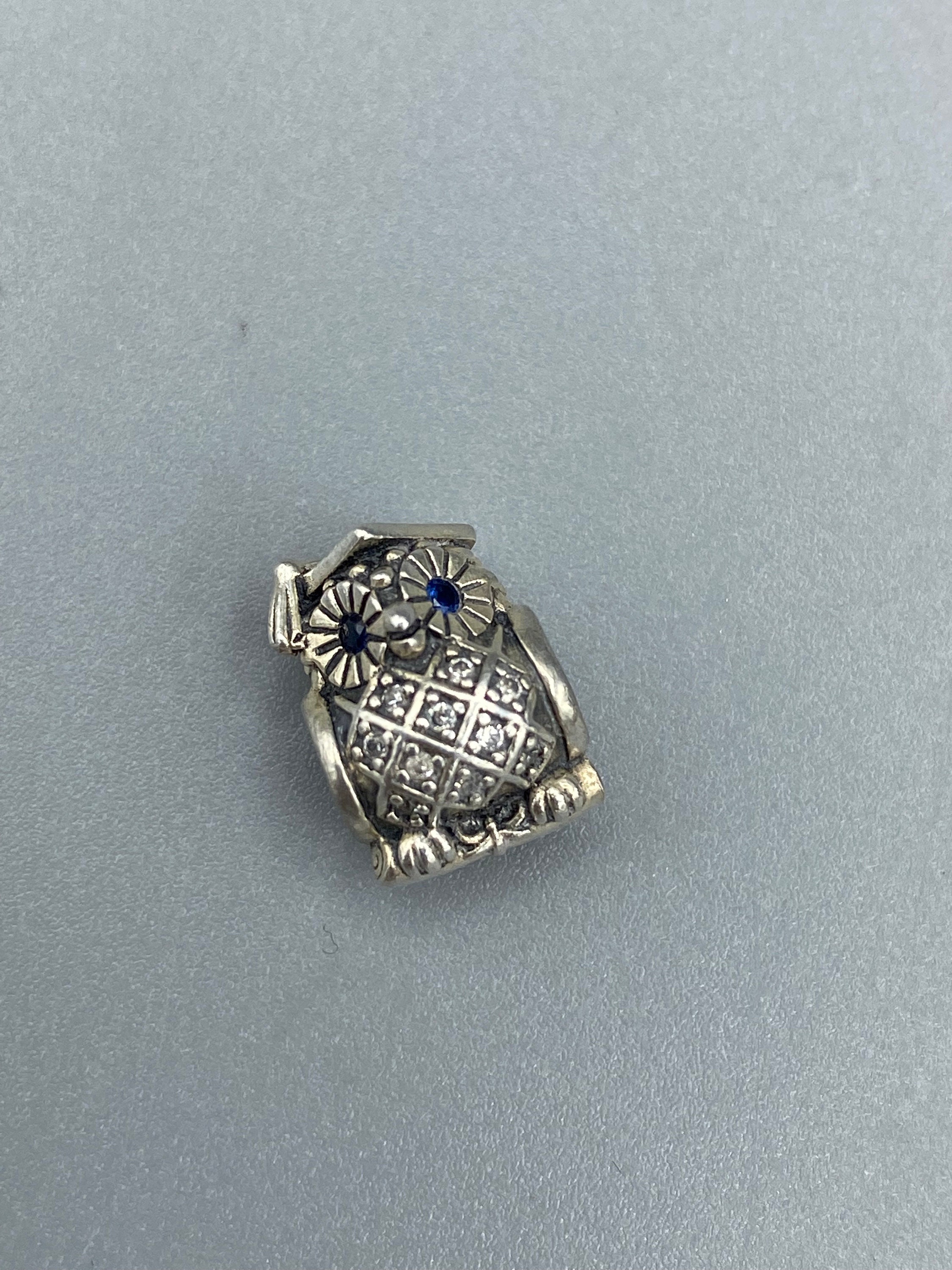 Vintage Pandora Bracelet Charms Graduate Owl Blue Eyes Sterling Silver S925 Fully Stamped,Authentic 