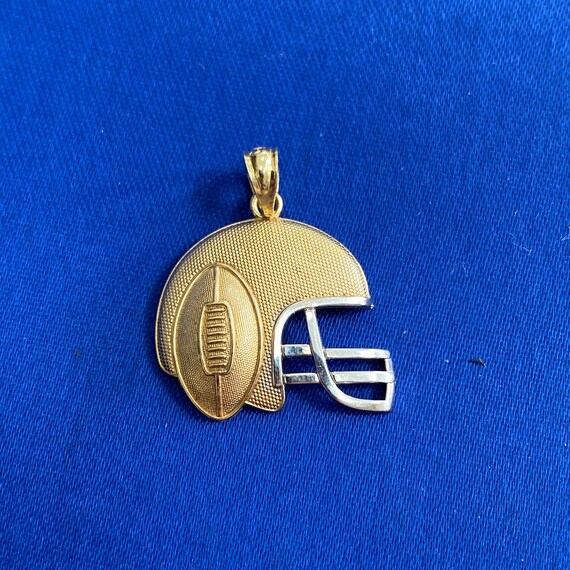 Football Helmet 10k Gold Pendant Textured 10K Two-