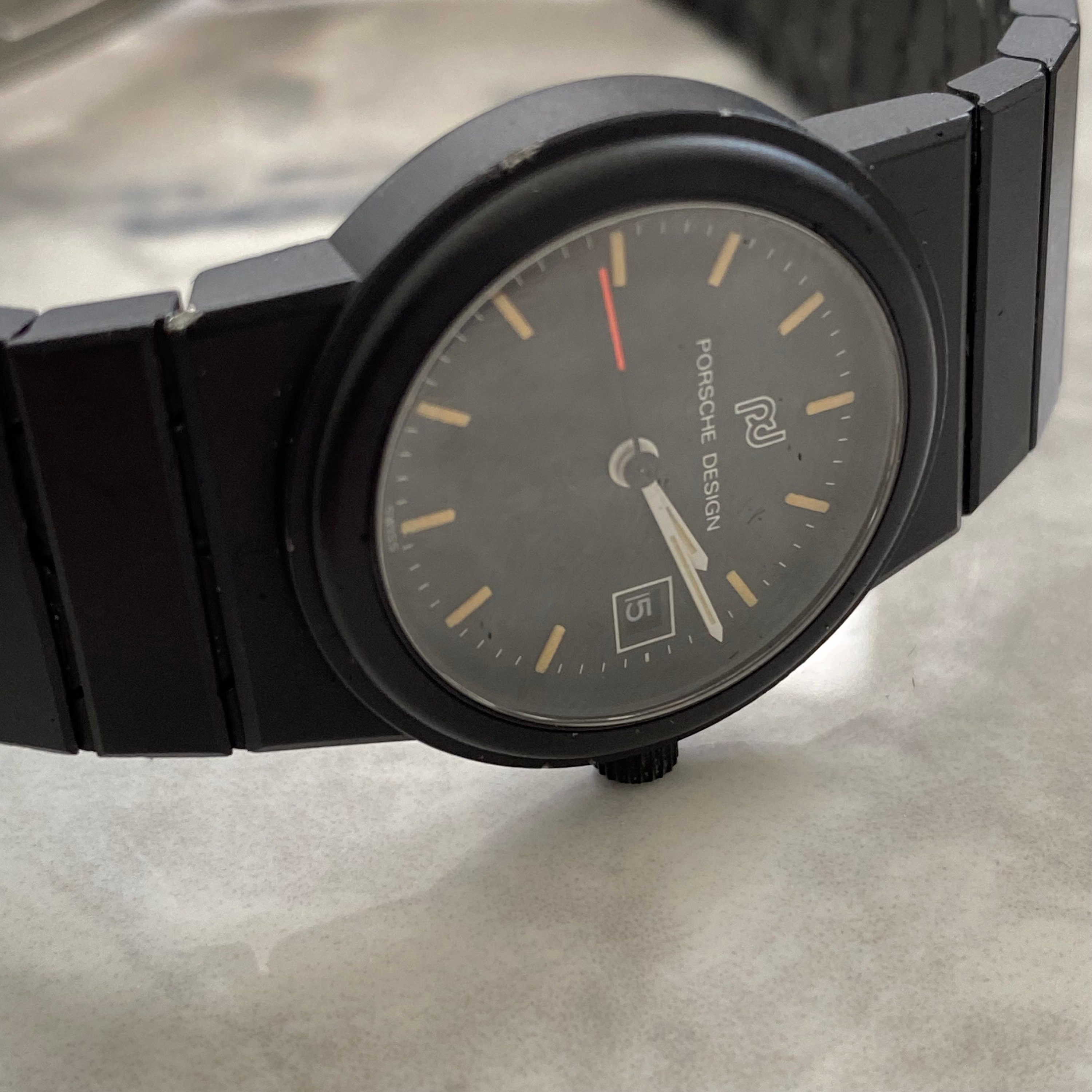 中古 ポルシェデザイン レディース クォーツ腕時計 レザーケース付き
