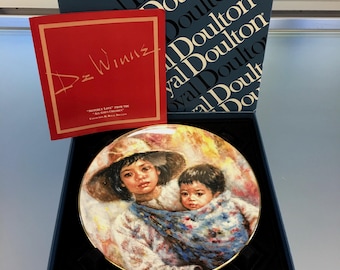 Royal Doulton Collector Plate by Lisette De Winne “Sisterly Love&quot; With Original Box and Papers, Sixth of Series “ALL GOD&#39;S CHILDREN&quot;