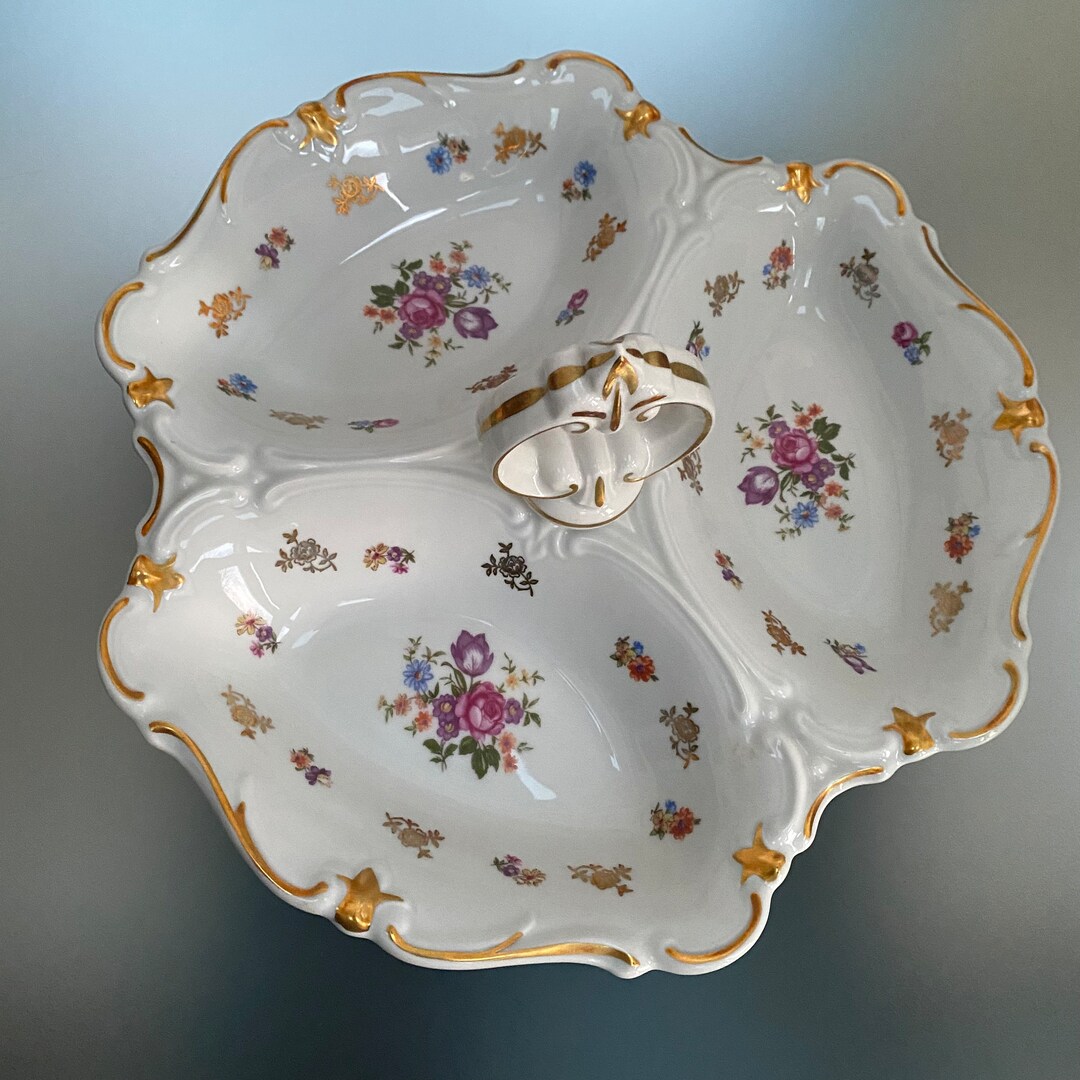 Vintage Reichenbach German Democratic Republic Divided Plater W Removable Handle, Sweet Dish