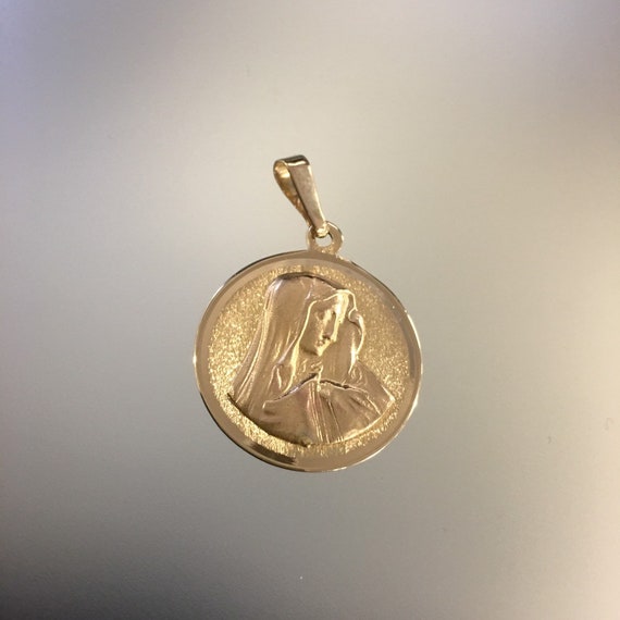 Vintage 10k Gold Virgin Mary Pendant 10k Gold Mado